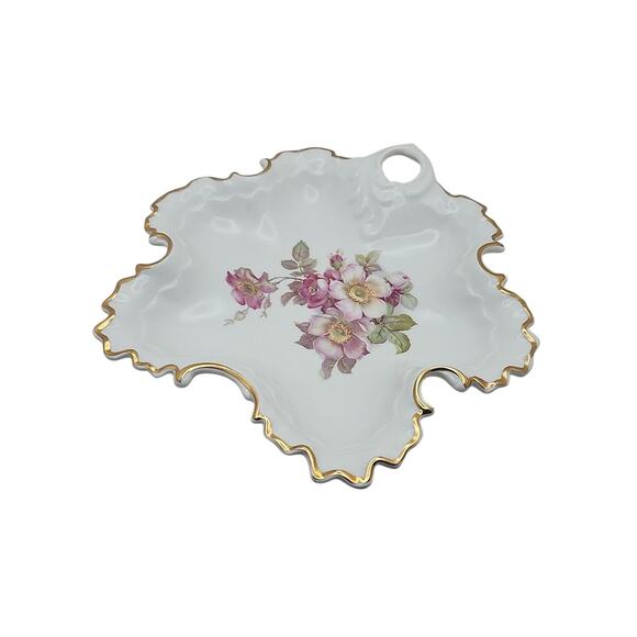 Gerold Porzellan Bavaria West Germany Wild Rose Gold Accent Candy/Nut Dish #7429 - Picture 1 of 8